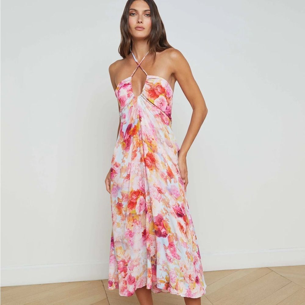 L'AGENCE Cheri Cover-Up Dress MULTI SOFT CLOUD FLORAL